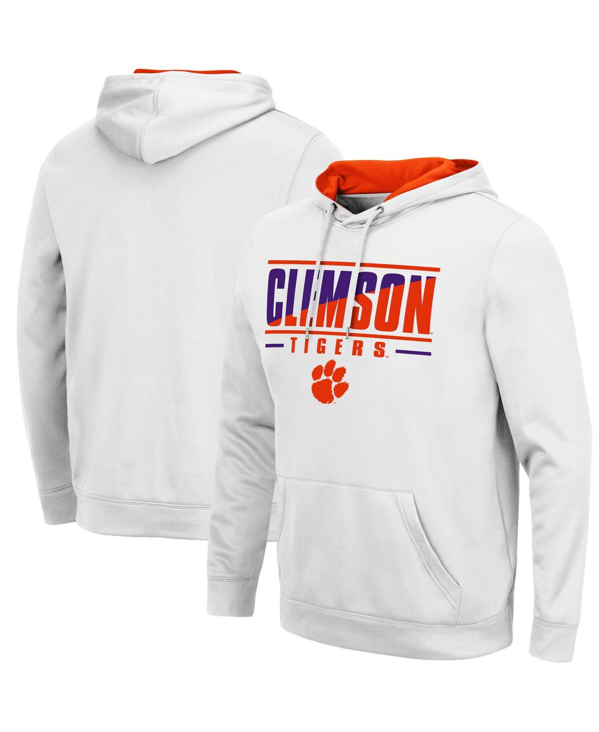 Colosseum White Clemson Tigers Slash Stack 2.0 Pullover Hoodie In White