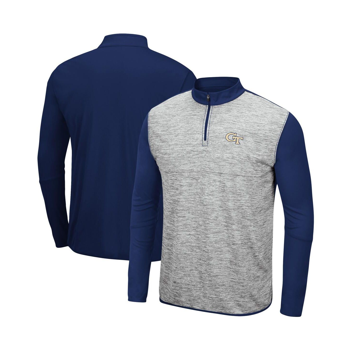 Мужская куртка Colosseum Gray, Navy Georgia Tech Yellow Jackets Prospect Space-Dye Quarter-Zip — фото 1