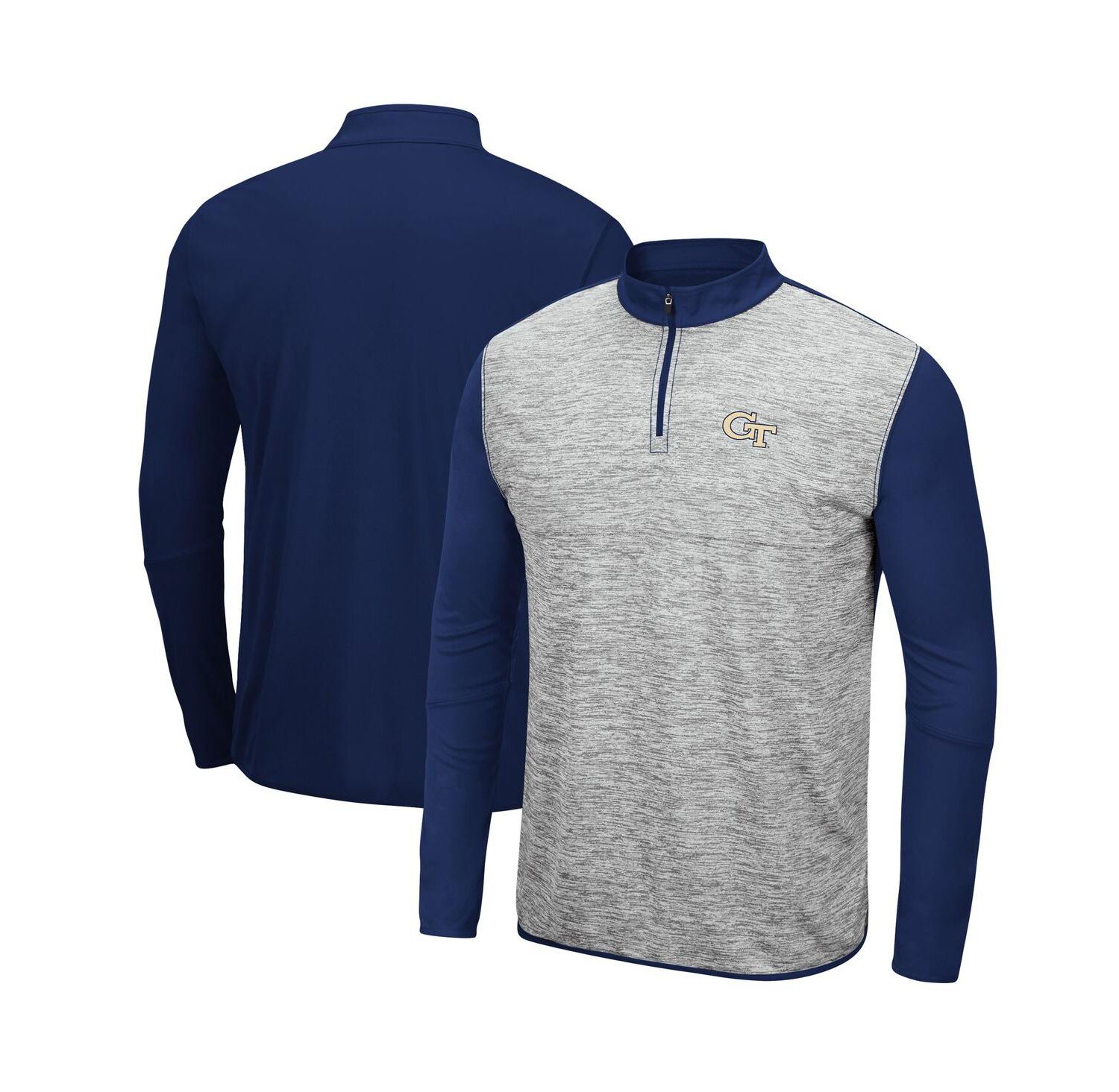 Men's Gray, Navy Georgia Tech Yellow Jackets Prospect Space-Dye Quarter-Zip Jacket