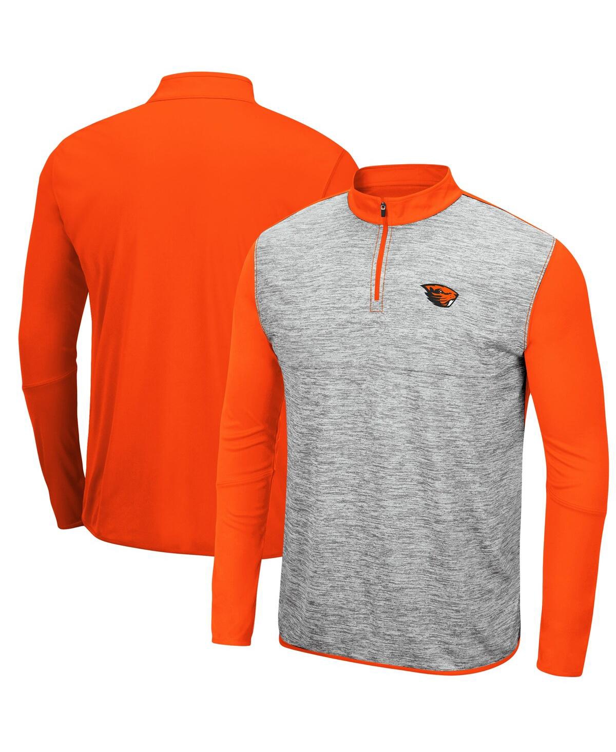 Men's Heathered Gray, Orange Oregon State Beavers Prospect Quarter-Zip Jacket - Heathered Gray, Orange