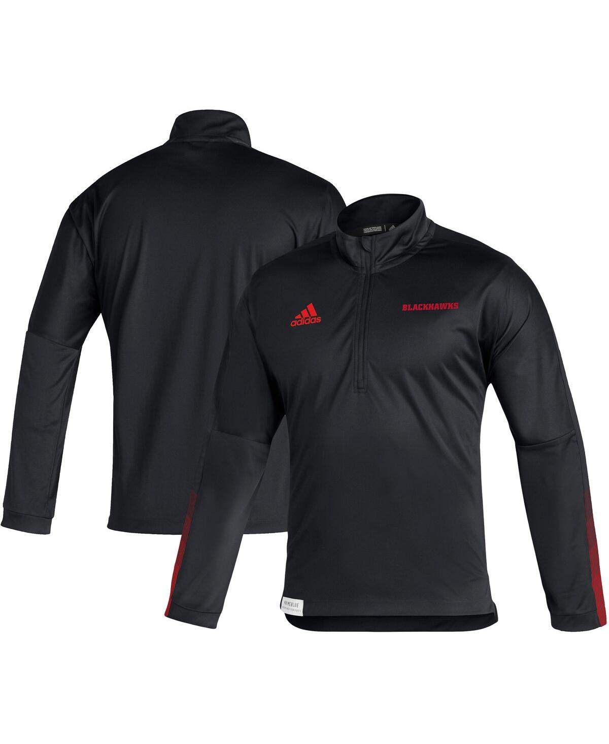 Men'sChicago Blackhawks Prime Blue Quarter-Zip Jacket - Black