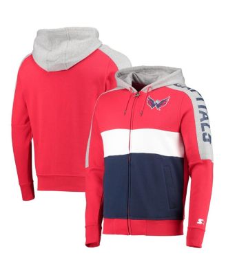 Men's Red, Navy Washington Capitals Playoffs Color Block Full-Zip Hoodie