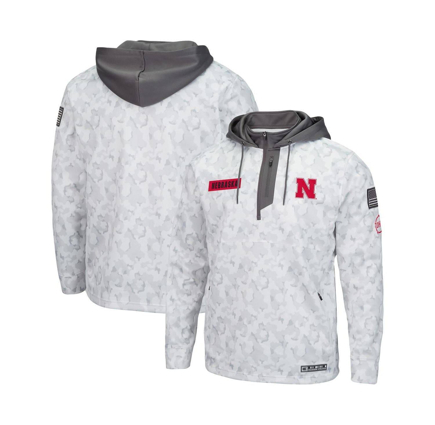 Men's Arctic Camo Nebraska Huskers OHT Military-Inspired Appreciation Quarter-Zip Hoodie