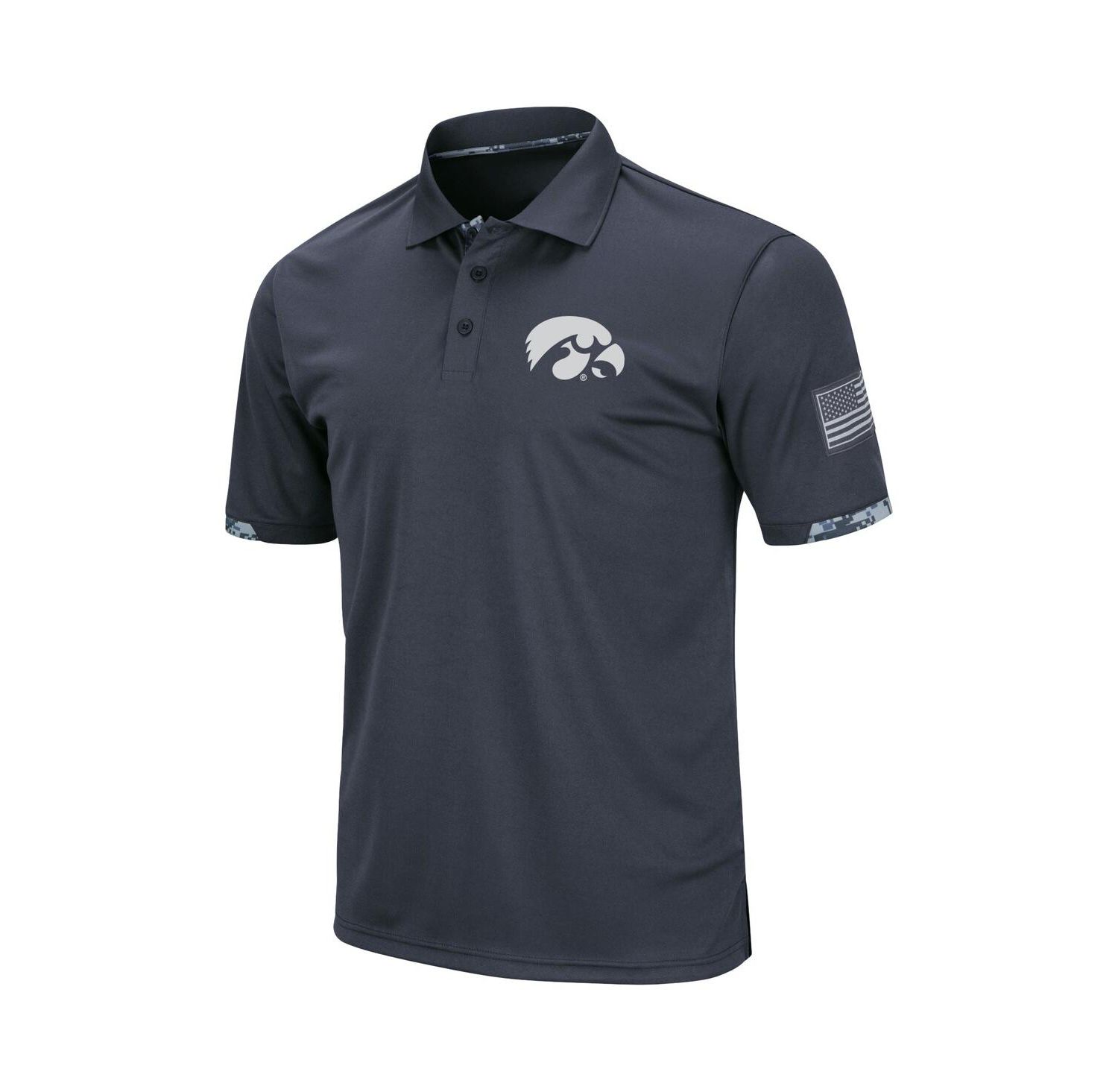 Men's Big and Tall Charcoal Iowa Hawkeyes OHT Military-Inspired Appreciation Digital Camo Polo Shirt