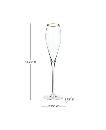 Matashi 8 oz. Crystal Champagne Glasses Flutes with Gold Colored Crystals Filled Stems (Set of 2)