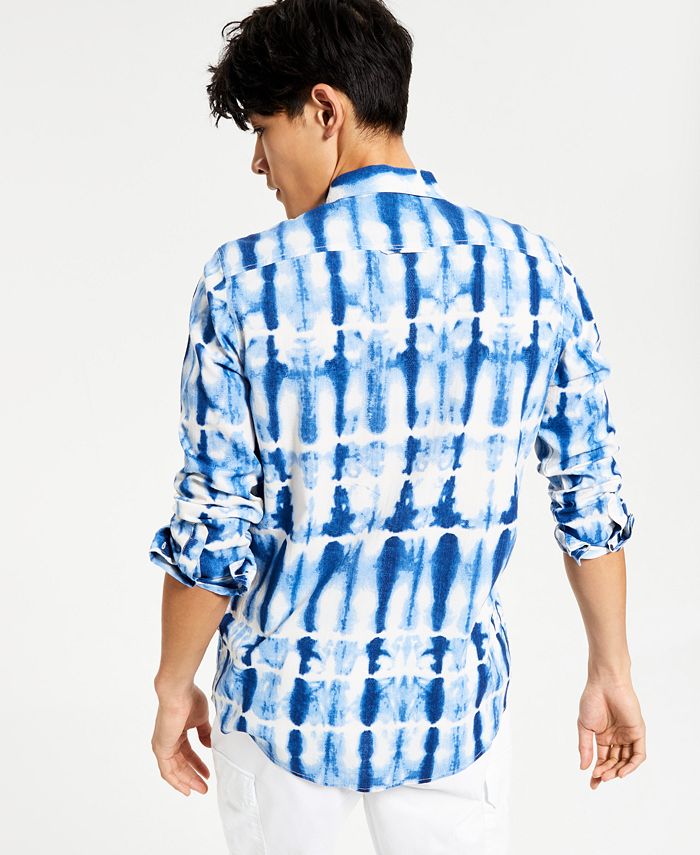 Sun + Stone Men's Kendell TieDye Print LongSleeve ButtonUp Shirt