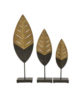 Metal Contemporary Leaf Sculpture, Set of 3