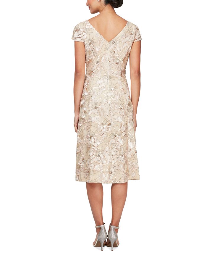 Alex Evenings Floral Embroidered A-Line Soutache Dress & Reviews ...