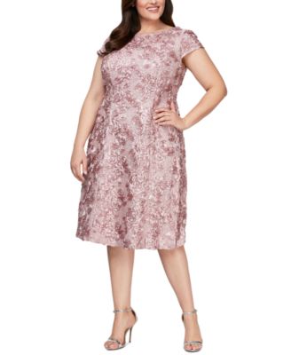 Alex Evenings Plus Size Rosettes Lace A-Line Dress - Macy's