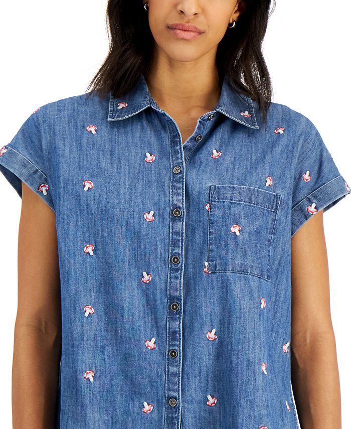 Style & Co Embroidered ButtonUp Cotton Shirt, Created for Macy's Macy's