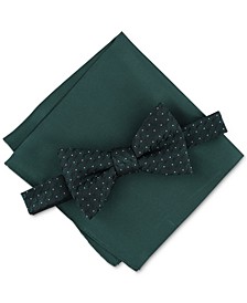 Men's Hursley Mini Dot Pre-Tied Bow Tie & Solid Pocket Square Set, Created for Macy's 