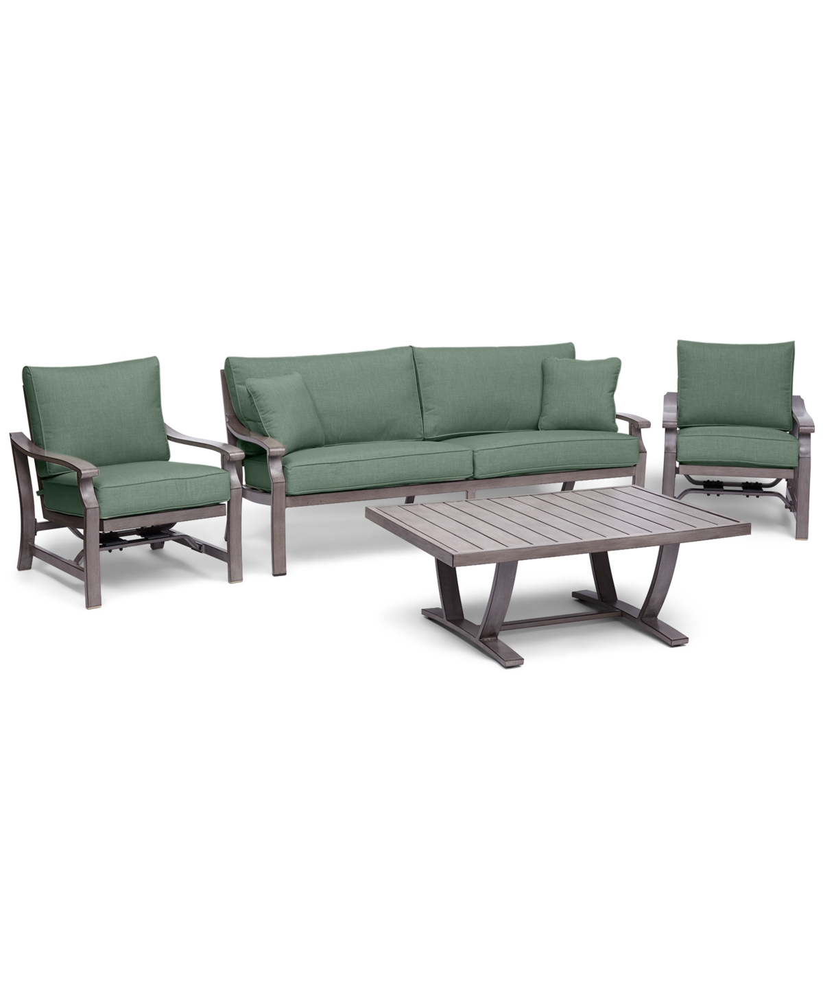 Agio Tara Aluminum Outdoor 4-pc. Seating Set (1 Sofa, 2 Rocker Chairs & 1 Coffee Table), Created For Macy In Outdura Grasshopper