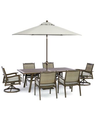 Agio Kathan Outdoor Aluminum 7-Pc Dining Set (84" x 42 Rectangle Dining Table, 4  Dining Chairs, 2 Swivel Chairs), Created for Macy's