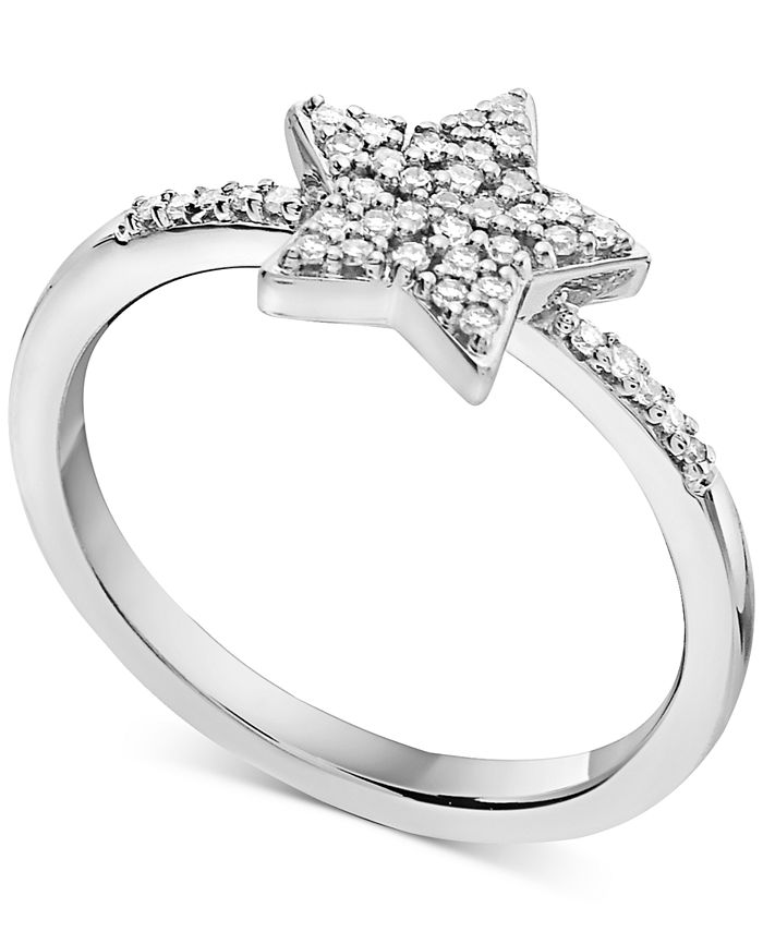 Macy's - Diamond Pav&eacute; Star Ring (1/6 ct. t.w.) in Sterling Silver