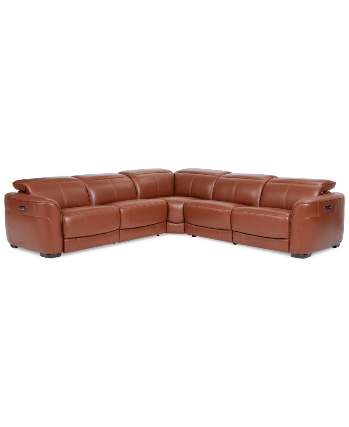 Lexanna 5-Pc. Leather Sectional with 3 Power Motion Recliners, Created for Macys