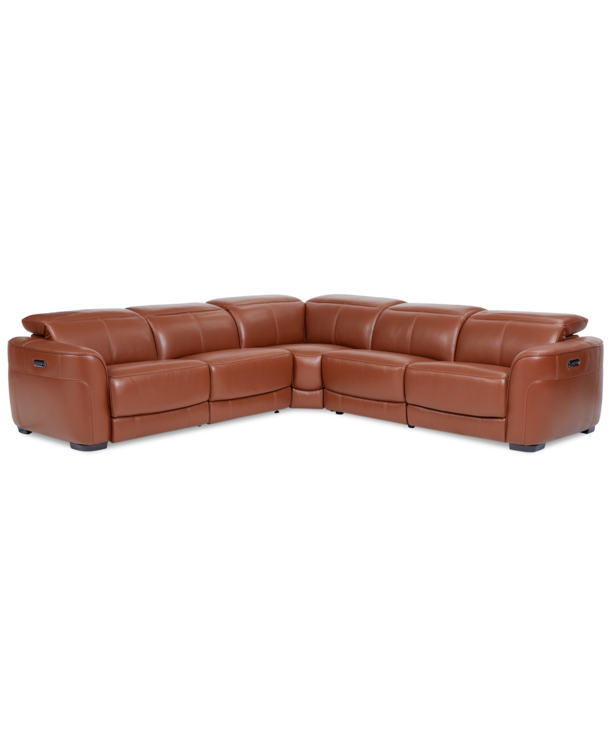 Macy's Lexanna 4-pc. Leather Sectional With 2 Power Motion Recliners, Created For  In Silver Grey