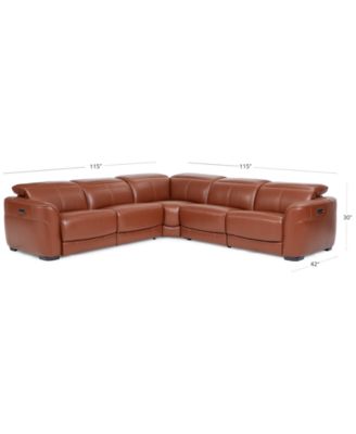 Lexanna 5-Pc. Leather Sectional with 3 Power Motion Recliners, Created for Macy's