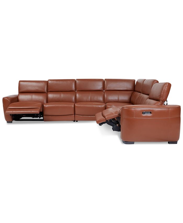 Macy's leather best sale sectional recliner