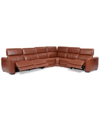 Lexanna 6-Pc. Leather Sectional with 3 Power Motion Recliners, Created for Macy's