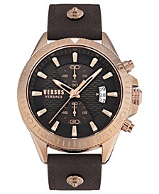 Versus by Versace Men's Griffith Brown Leather Strap Watch 46mm