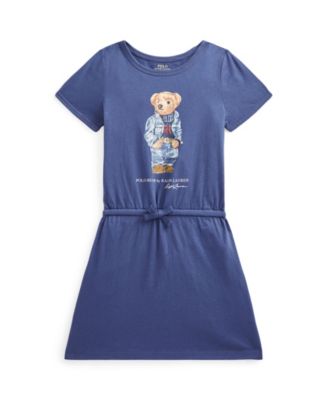 폴로 랄프로렌 여아용 원피스 Polo Ralph Lauren Little Girls Polo Bear Jersey T-shirt Dress,Light Navy