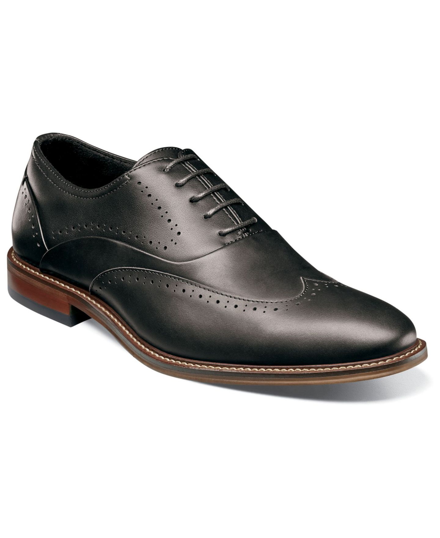 Обувь Stacy Adams Men's Macarthur Leather Wingtip Oxford, цвет: Чёрный — фото 1