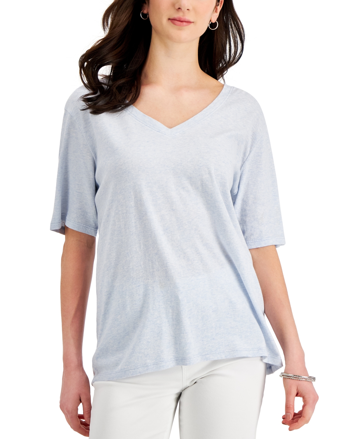 CUWTS00142  Women, V neck tee, Womens shirts