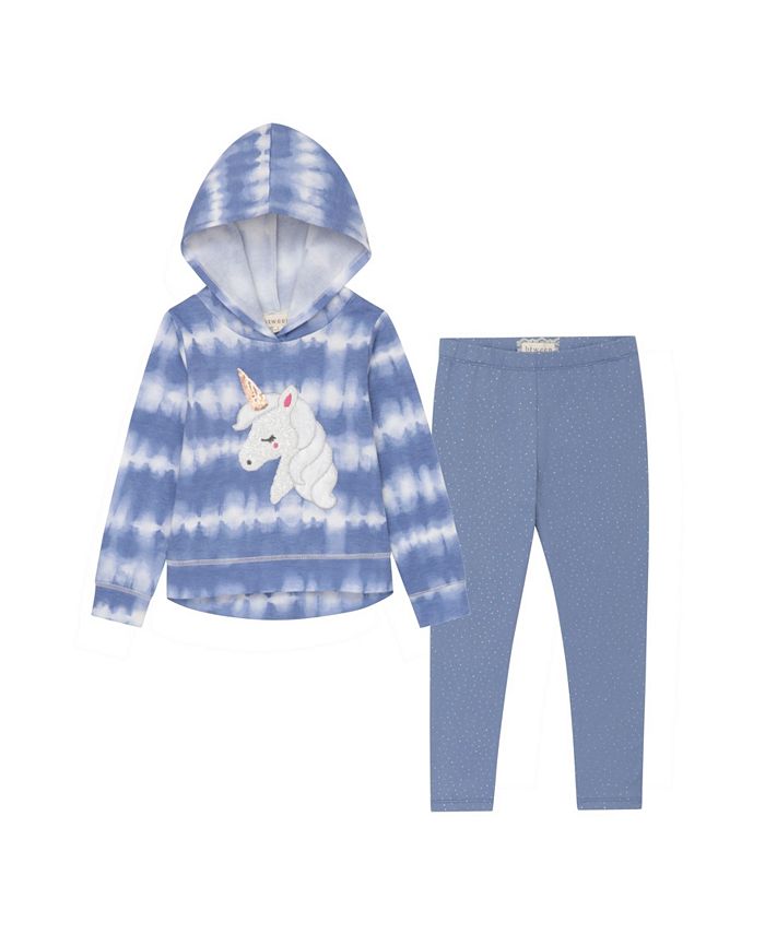 BTween Little Girls Hoodie with Sequin Unicorn and Leggings Set