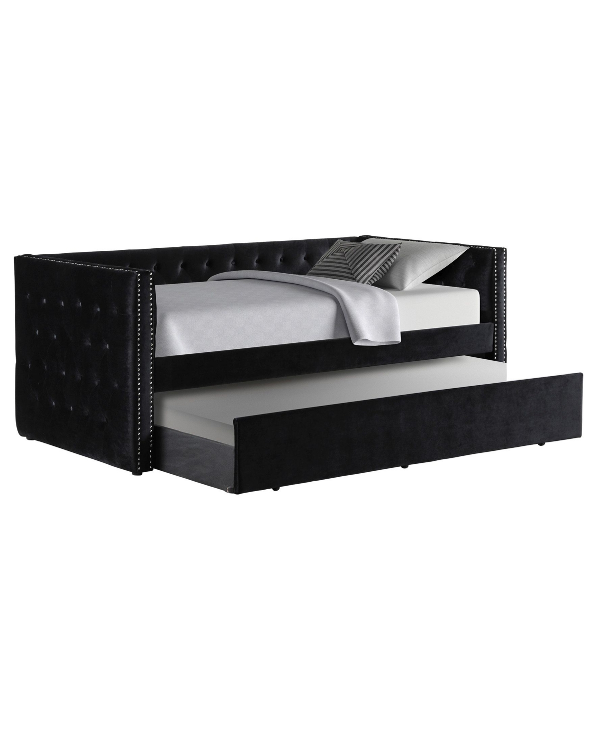 Best Master Furniture Nikora Tufted Daybed With Trundle, 86" In Black