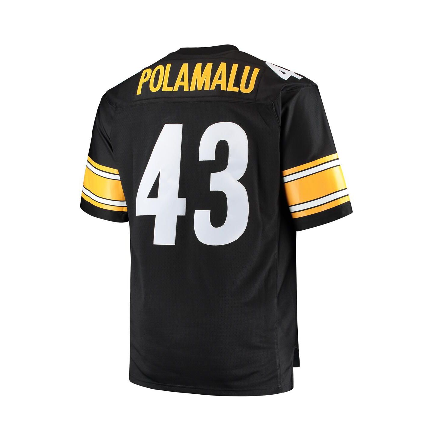 Мужской топ Mitchell & Ness Troy Polamalu Black Pittsburgh Steelers Big and Tall 2005 Retired Player Replica Jersey — фото 2