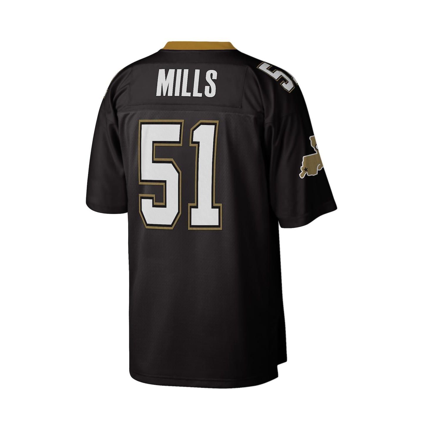 Мужской топ Mitchell & Ness Sam Mills Black New Orleans Saints 1987 Legacy Replica Jersey — фото 2