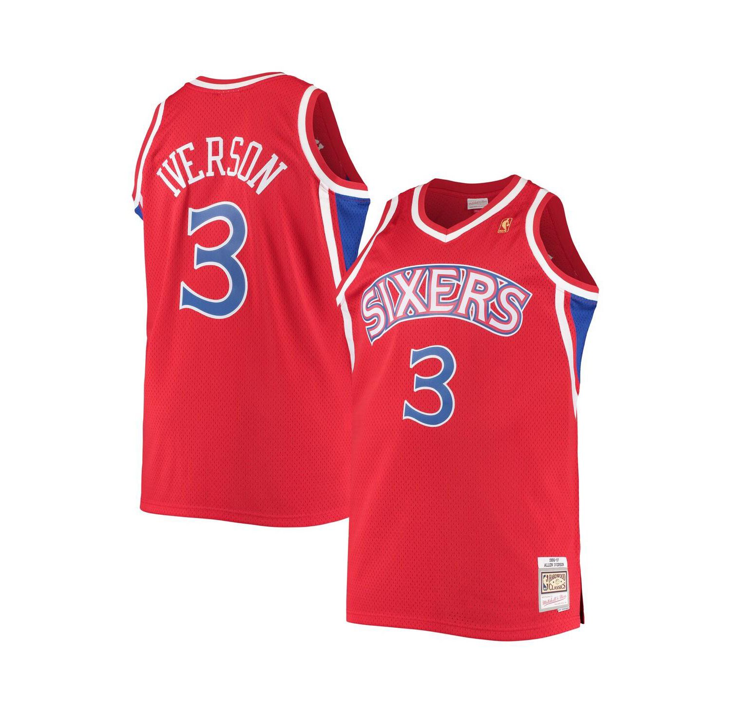 Men's Allen Iverson Red Philadelphia 76ers Big and Tall Hardwood Classics Swingman Player Jersey