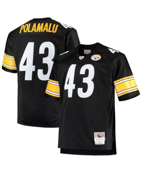 Мужской топ Mitchell & Ness Troy Polamalu Black Pittsburgh Steelers Big and Tall 2005 Retired Player Replica Jersey