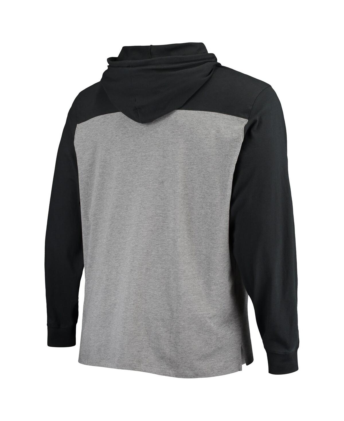 47 Brand Men's Heathered Gray, Black Las Vegas Raiders Franklin Wooster Long Sleeve Hoodie T-shirt In Heathered Gray,black