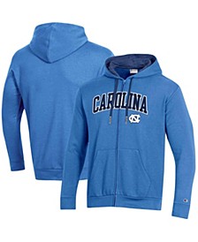 Men's Carolina Blue North Carolina Tar Heels Arch Over Logo Applique Full-Zip Hoodie