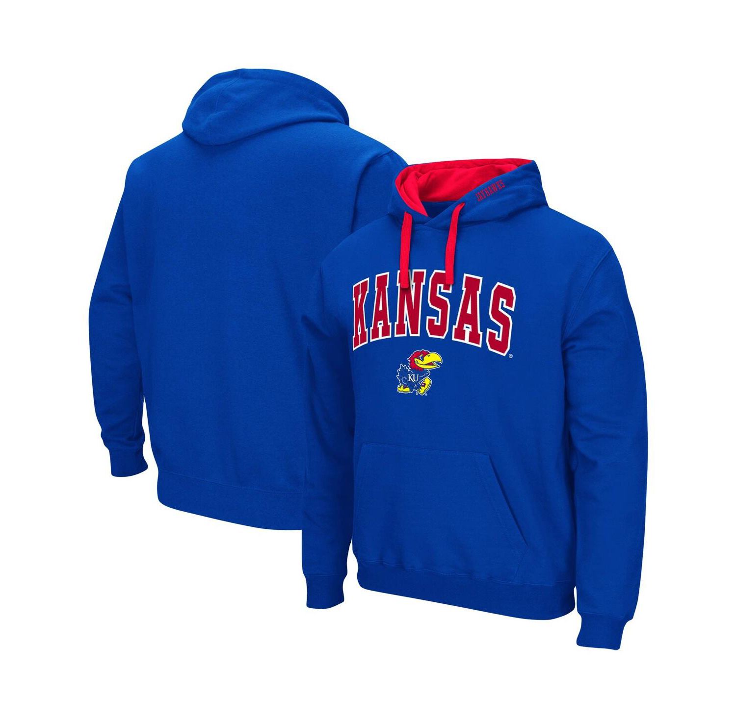 Men's Royal Kansas Jayhawks Big and Tall Arch and Logo 2.0 Pullover Hoodie
