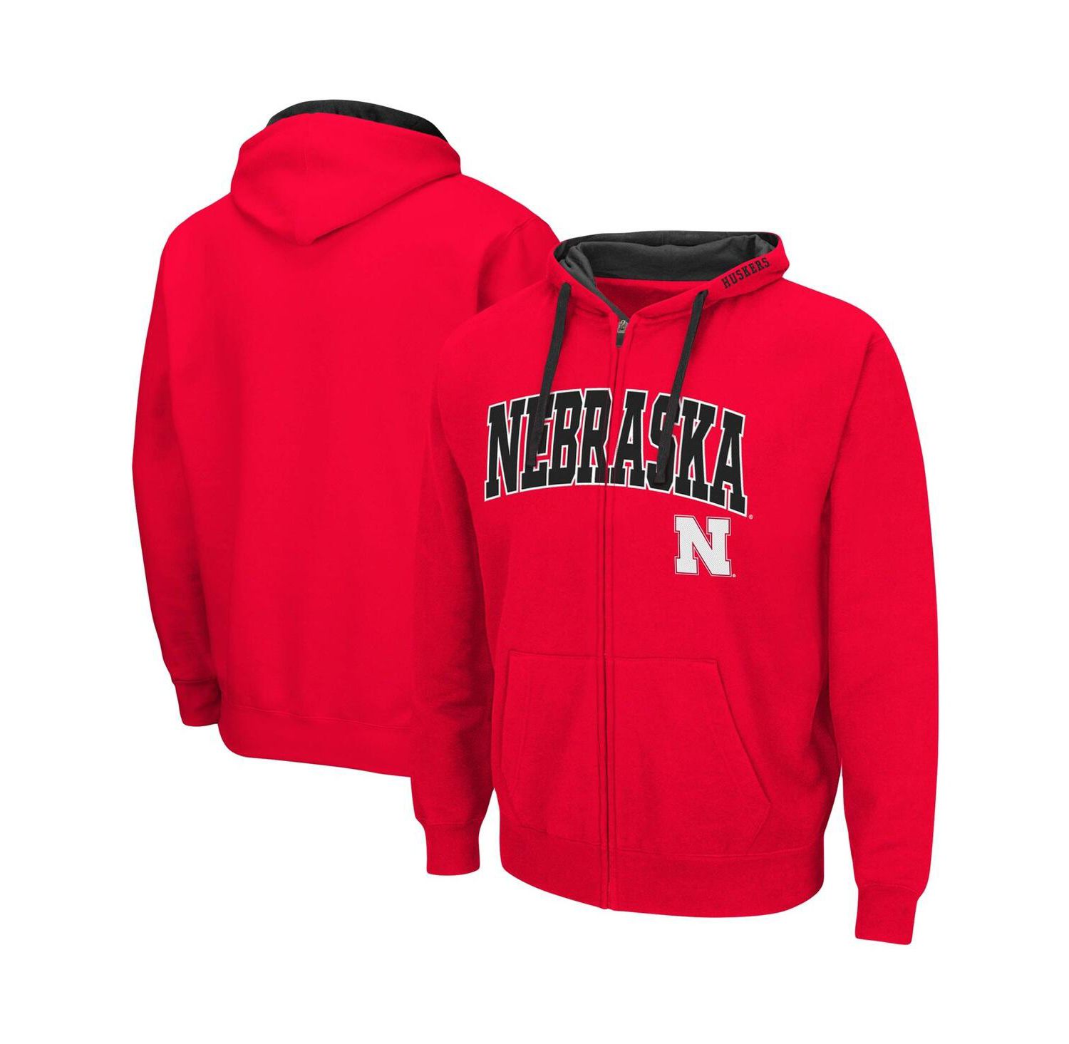 Men's Scarlet Nebraska Huskers Big and Tall Full-Zip Hoodie