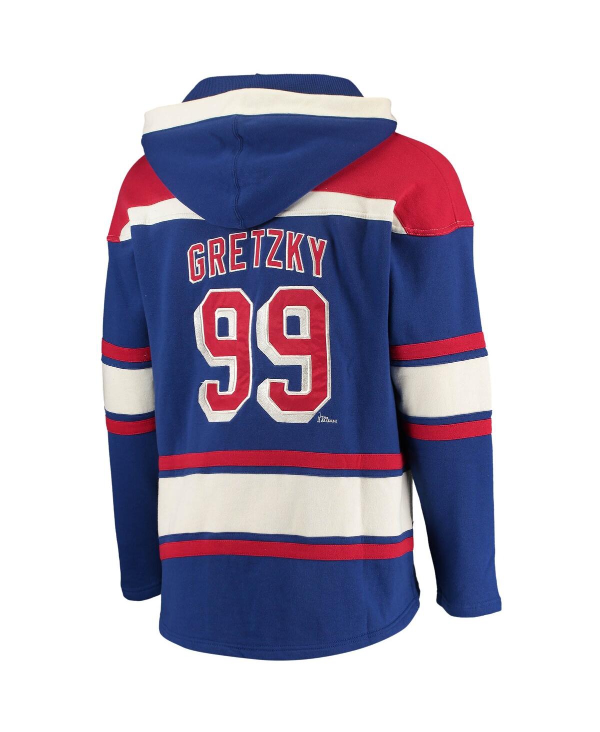 Shop 47 Brand Men's Wayne Gretzky Blue New York Rangers Retired Player Name And Number Lacer Pullover Hoodie
