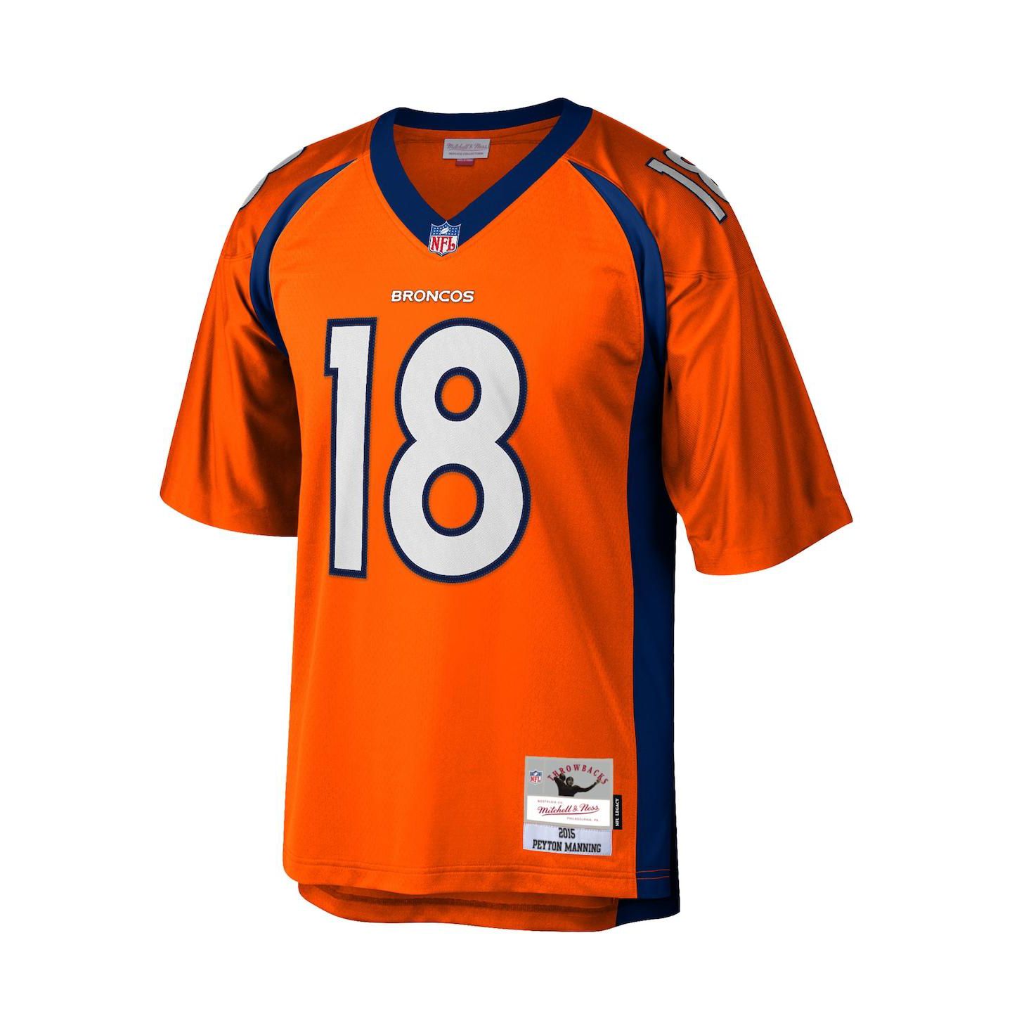 Мужской топ Mitchell & Ness Peyton Manning Orange Denver Broncos Big and Tall 2015 Retired Player Replica Jersey — фото 3