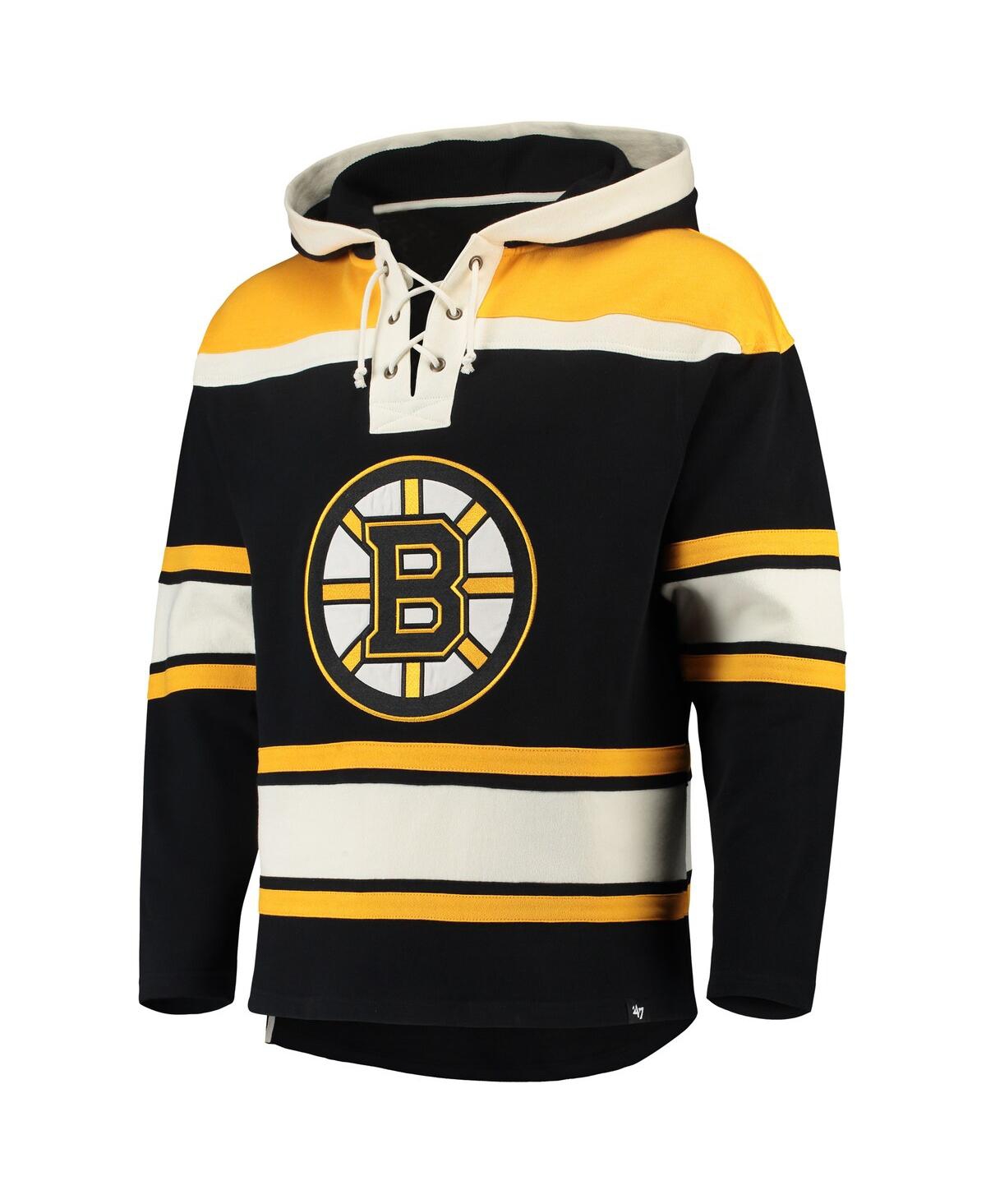 47 Brand Men's David Pastrnak Black Boston Bruins Player Lacer Pullover Hoodie In Black