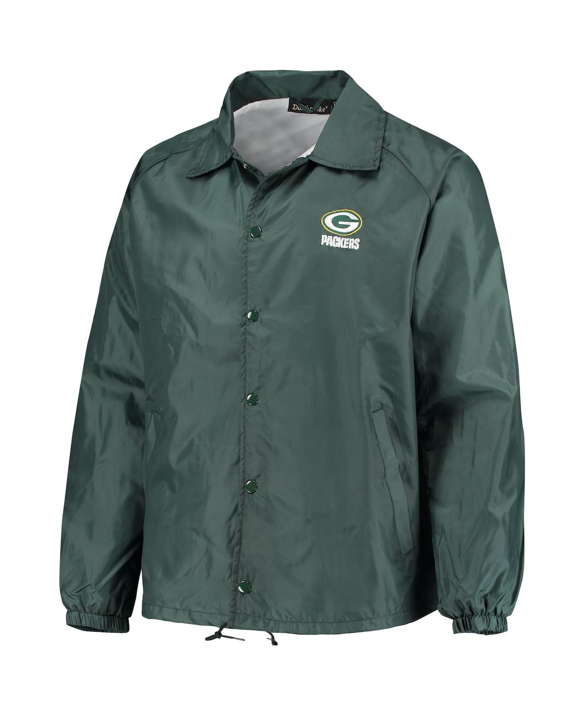 Dunbrooke Men's Green Green Bay Packers Coaches Classic Raglan Full-snap Windbreaker Jacket In Green