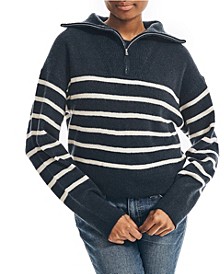 Women's Striped Quarter Zip Sweater