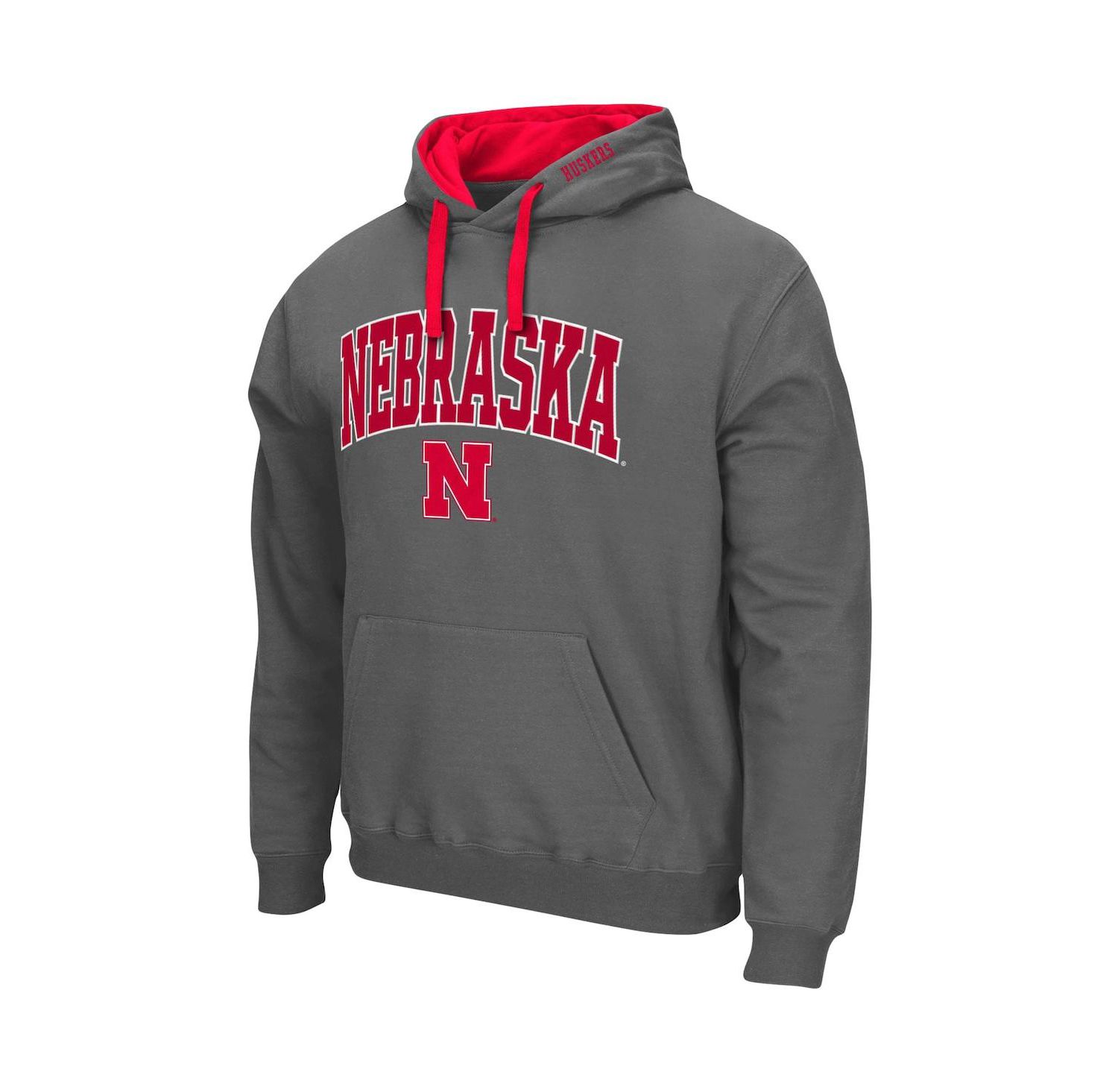 Men's Charcoal Nebraska Huskers Big and Tall Arch and Logo 2.0 Pullover Hoodie