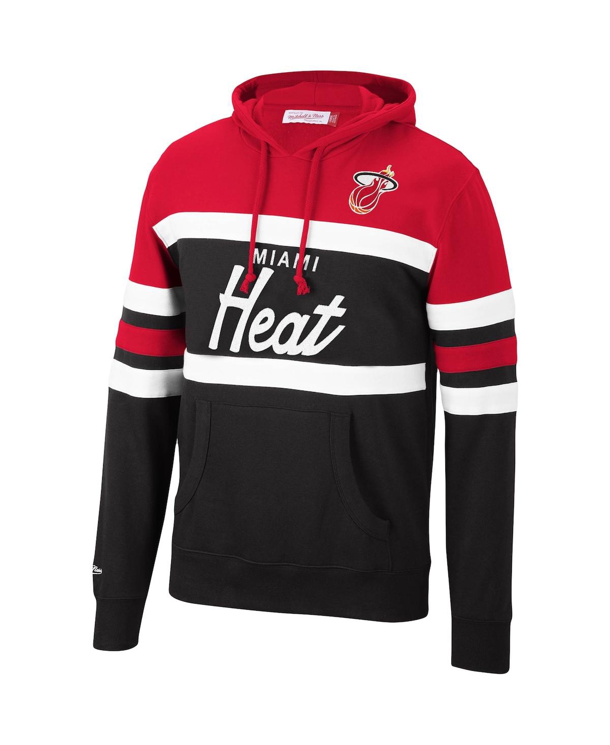 Mitchell & Ness Men's Red, Black Miami Heat Head Coach Pullover Hoodie In Red,black