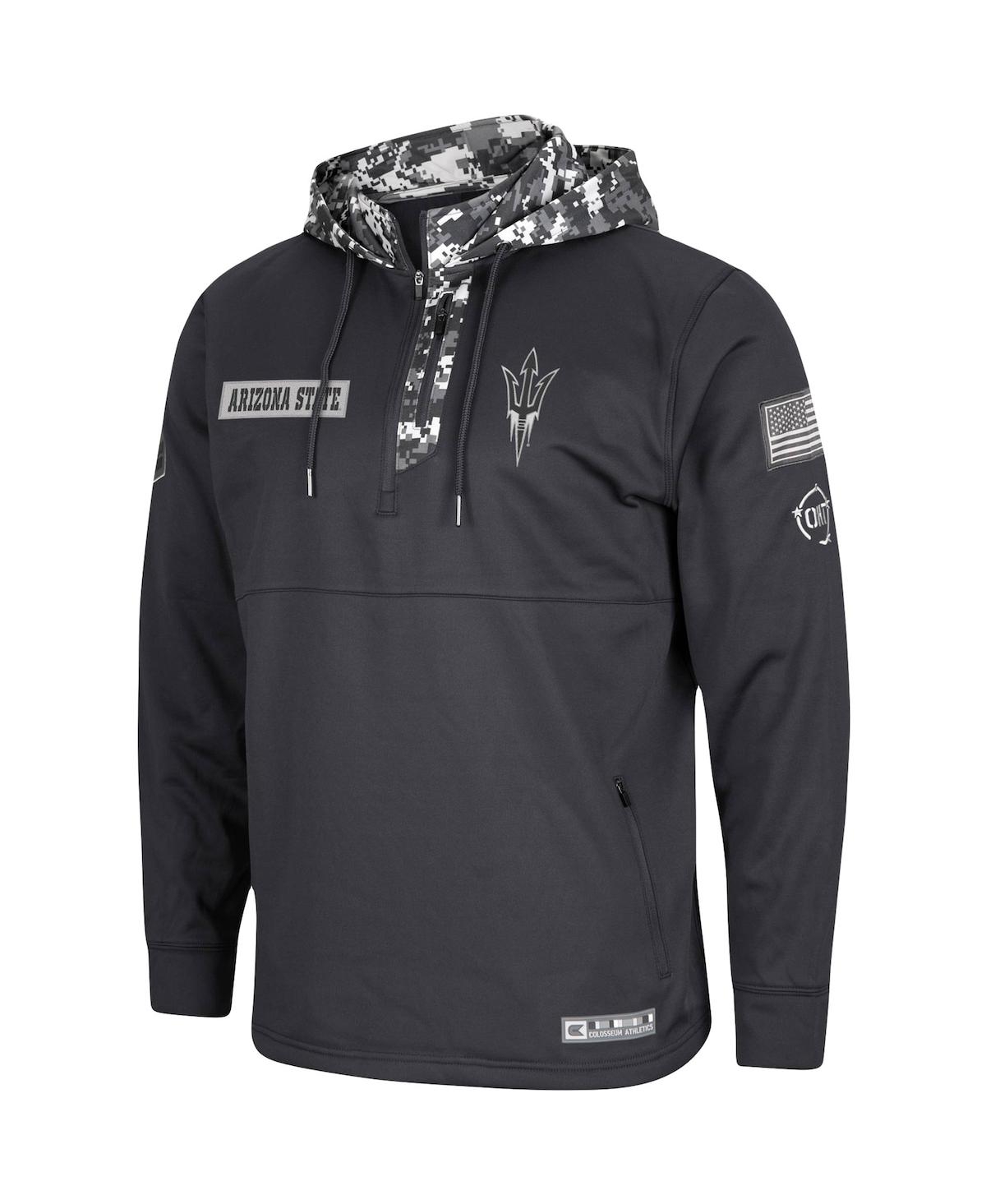 Colosseum Charcoal Arizona State Sun Devils Oht Military Appreciation Digi Camo Quarter-zip Hoodie In Charcoal