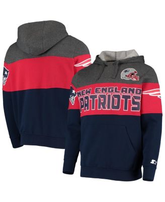 Men's Heathered Gray, Red New England Patriots Extreme Fireballer Pullover Hoodie