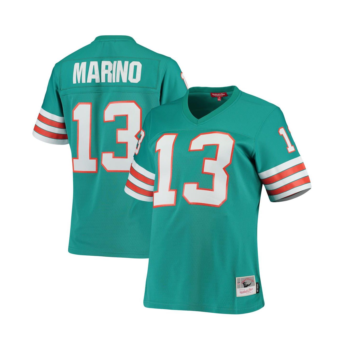 Женский топ Mitchell & Ness Dan Marino Aqua Miami Dolphins 1984 Legacy Replica Jersey — фото 4