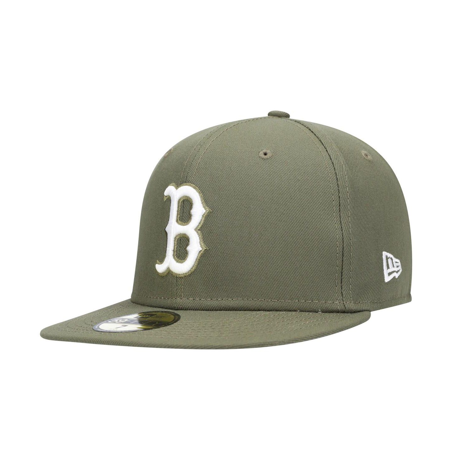 Мужская кепка New Era Olive Boston Red Sox Logo White 59FIFTY Fitted Hat — фото 5
