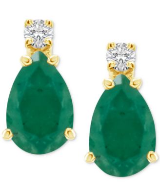 Sapphire (1 ct. t.w.) & Diamond Accent Stud Earrings in 14k Gold (Also in Emerald, Ruby, & Tanzanite)