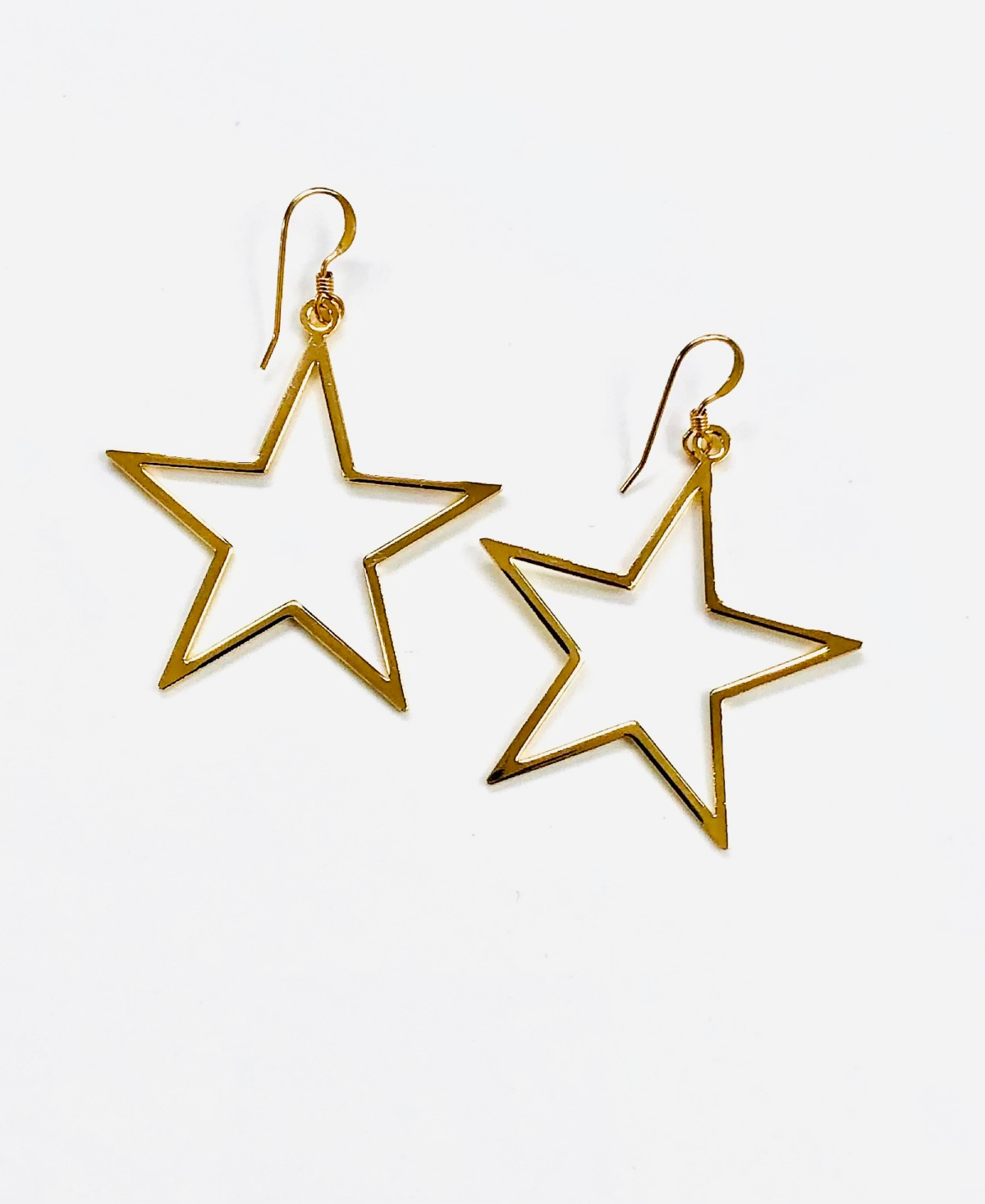 Women's Large Star Earrings with 14K Gold Fill Earwires - Gold